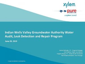 Indian Wells Valley Groundwater Authority Water Audit Leak