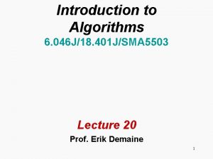 Introduction to Algorithms 6 046 J18 401 JSMA