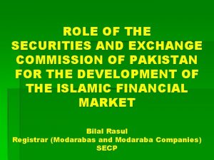 ROLE OF THE SECURITIES AND EXCHANGE COMMISSION OF