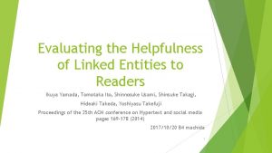 Evaluating the Helpfulness of Linked Entities to Readers