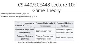 CS 440ECE 448 Lecture 10 Game Theory Slides