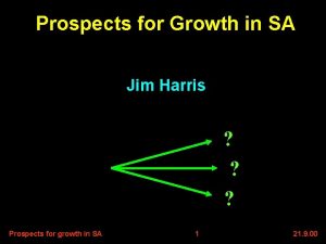 Prospects for Growth in SA Jim Harris Prospects
