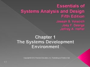 Essentials of Systems Analysis and Design Fifth Edition