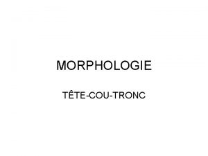 MORPHOLOGIE TTECOUTRONC Lexamen dun sujet doit tre systmatique