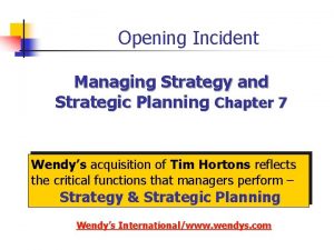 Opening Incident Managing Strategy and Strategic Planning Chapter