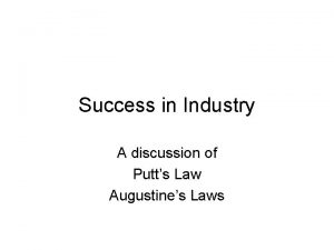 Success in Industry A discussion of Putts Law
