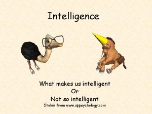 Intelligence What makes us intelligent Or Not so