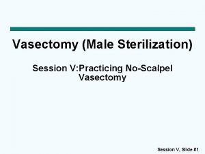 Vasectomy Male Sterilization Session V Practicing NoScalpel Vasectomy