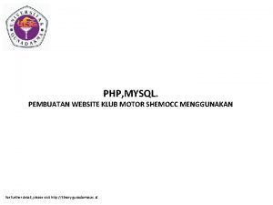 PHP MYSQL PEMBUATAN WEBSITE KLUB MOTOR SHEMOCC MENGGUNAKAN