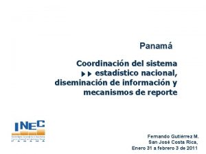 Panam Coordinacin del sistema estadstico nacional diseminacin de