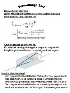 Begrepfysisk strrelse 33 3 Magnetisk flukstetthet omkring elektrisk
