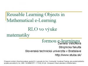 Reusable Learning Objects in Mathematical eLearning RLO vo