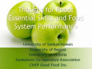 Thought for Food Essential Skills and Food System