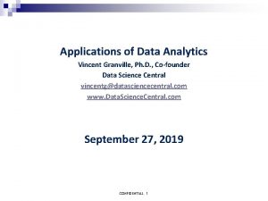 Applications of Data Analytics Vincent Granville Ph D