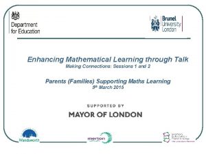 Enhancing Mathematical Learning through Talk Making Connections Sessions