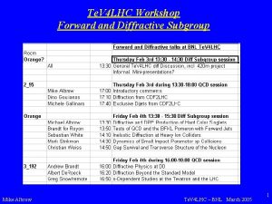 Te V 4 LHC Workshop Forward and Diffractive