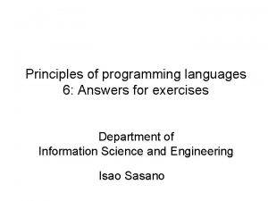 Principles of programming languages 6 Answers for exercises