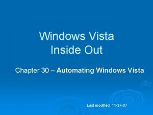 Windows Vista Inside Out Chapter 30 Automating Windows