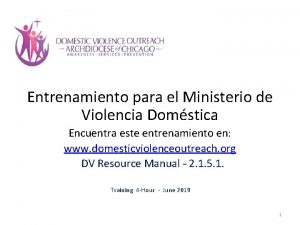 Introductions Entrenamiento para el Ministerio de Violencia Domstica