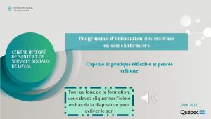 Programme dorientation des externes en soins infirmiers CENTRE