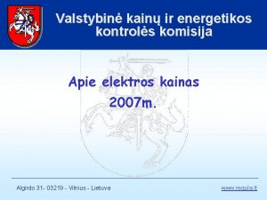 Valstybin kain ir energetikos kontrols komisija Apie elektros