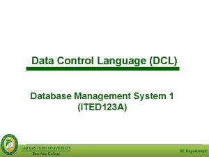 Data Control Language DCL Database Management System 1