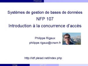 Prambule Systmes de gestion de bases de donnes