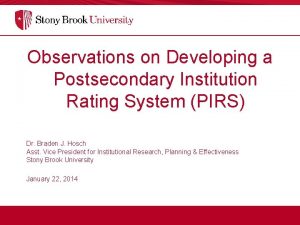 Observations on Developing a Postsecondary Institution Rating System