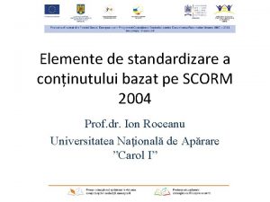 Elemente de standardizare a coninutului bazat pe SCORM