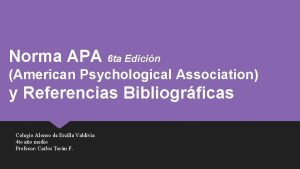 Norma APA 6 ta Edicin American Psychological Association