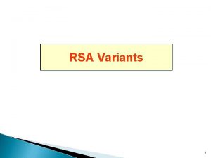 RSA Variants 1 Rabin SchemeI Scheme Select s