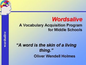 wordsalive Wordsalive A Vocabulary Acquisition Program for Middle