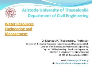 Aristotle University of Thessaloniki Department of Civil Engineering