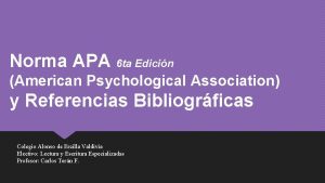 Norma APA 6 ta Edicin American Psychological Association