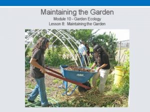 Maintaining the Garden Module 10 Garden Ecology Lesson