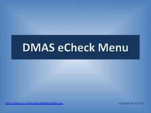 DMAS e Check Menu https dmas ir miami