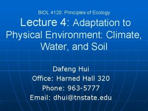BIOL 4120 Principles of Ecology Lecture 4 Adaptation