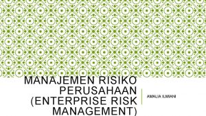 MANAJEMEN RISIKO PERUSAHAAN ENTERPRISE RISK MANAGEMENT AMALIA ILMIANI