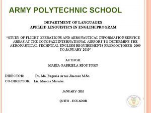 ARMY POLYTECHNIC SCHOOL DEPARTMENT OF LANGUAGES APPLIED LINGUISTICS