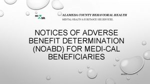 ALAMEDA COUNTY BEHAVIORAL HEALTH MENTAL HEALTH SUBSTANCE USE