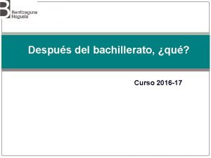 Despus del bachillerato qu Curso 2016 17 Msica