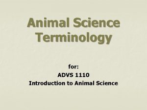 Animal Science Terminology for ADVS 1110 Introduction to