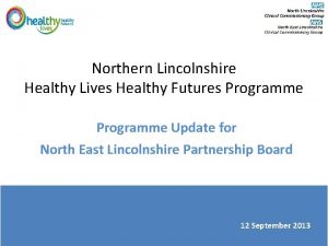 Northern Lincolnshire Healthy Lives Healthy Futures Programme Update