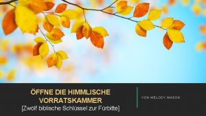 FFNE DIE HIMMLISCHE VORRATSKAMMER Zwlf biblische Schlssel zur