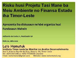 Risku husi Projetu Tasi Mane ba Meiu Ambiente