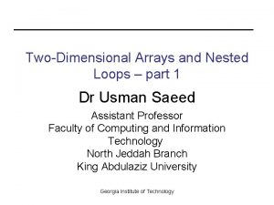 TwoDimensional Arrays and Nested Loops part 1 Dr