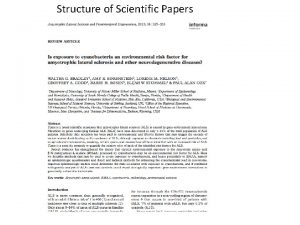 Structure of Scientific Papers Structure of a Scientific