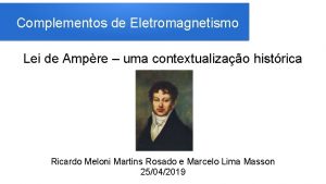 Complementos de Eletromagnetismo Lei de Ampre uma contextualizao