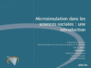 Microsimulation dans les sciences sociales une introduction Prsentation