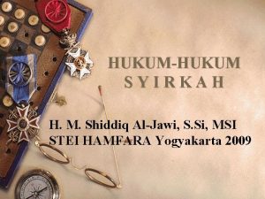 HUKUMHUKUM SYIRKAH H M Shiddiq AlJawi S Si